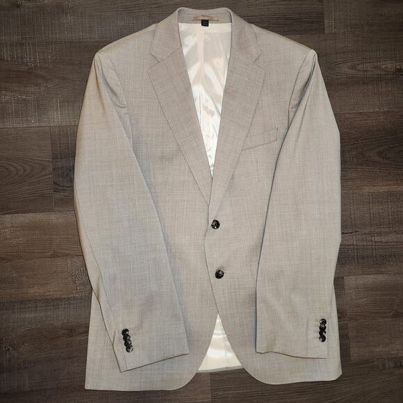 HUGO BOSS Mens Sport Coat Blazer 40R Solid Gray Marzotto Wool Two Button Notch - Picture 2 of 16